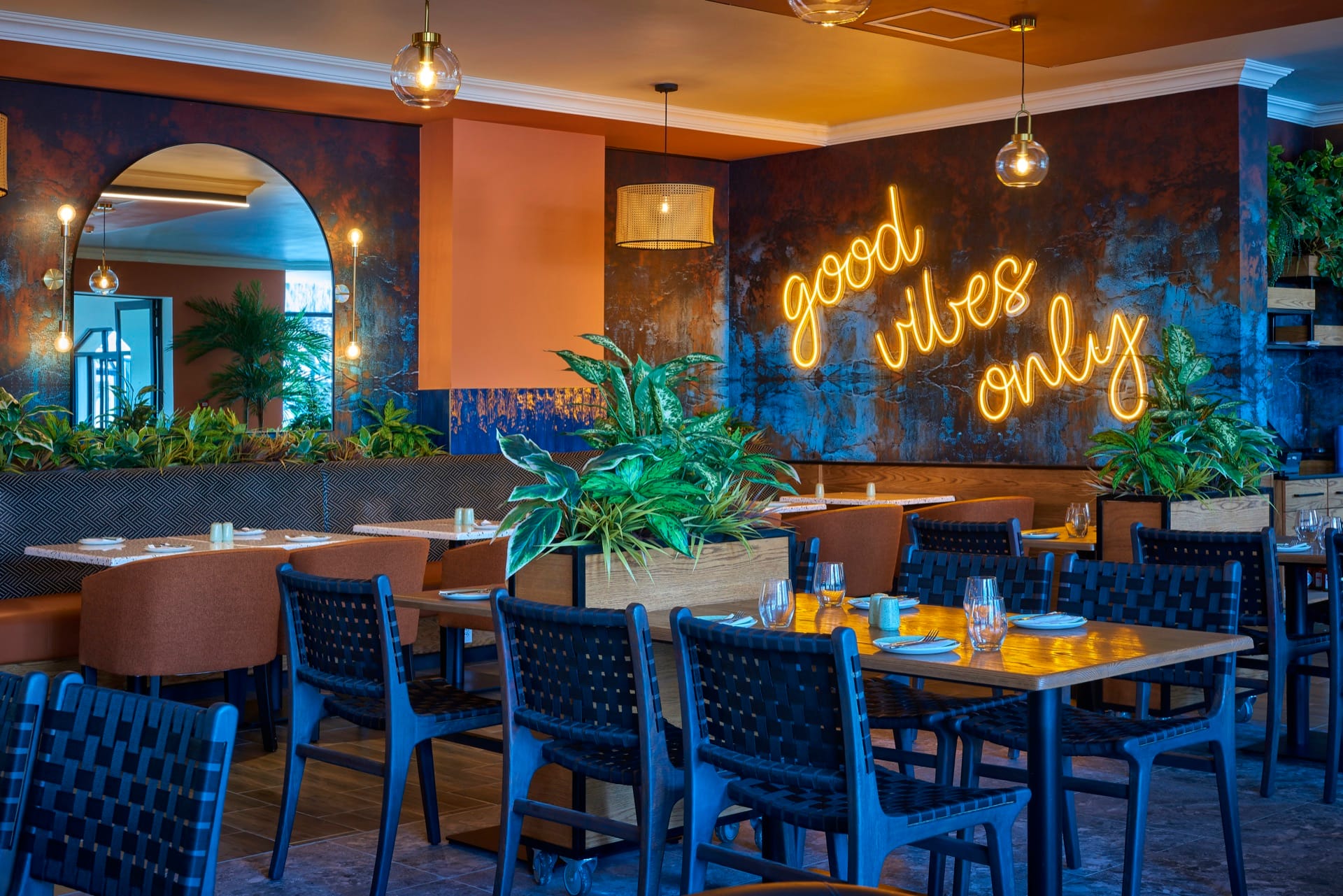 Cosy restaurant with good vibes neon sign at Mmabatho Palms, Mahikeng